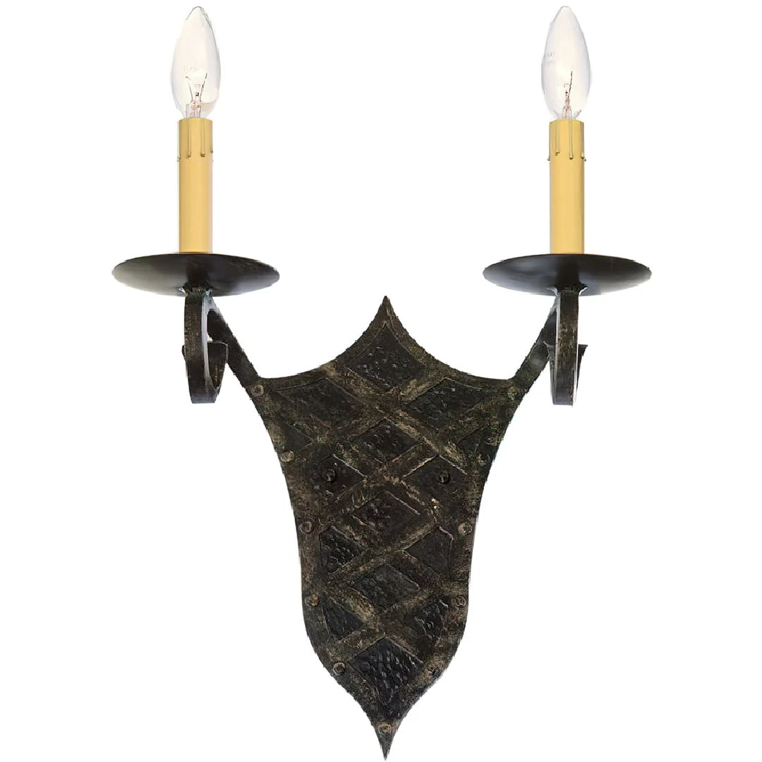Sierra Iron Shield Double Candle Wall Sconce