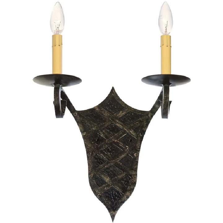 Sierra Iron Shield Double Candle Wall Sconce