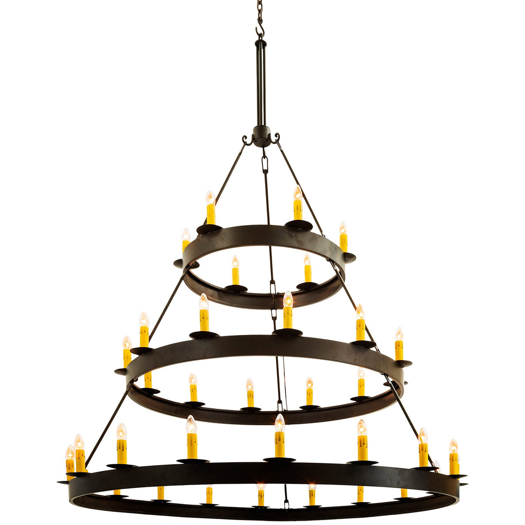 Cabana Monumental Three-Tier Wrought Iron Chandelier