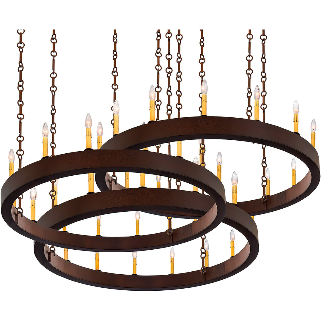Caspian Grand Triple-Ring Wrought Iron Chandelier