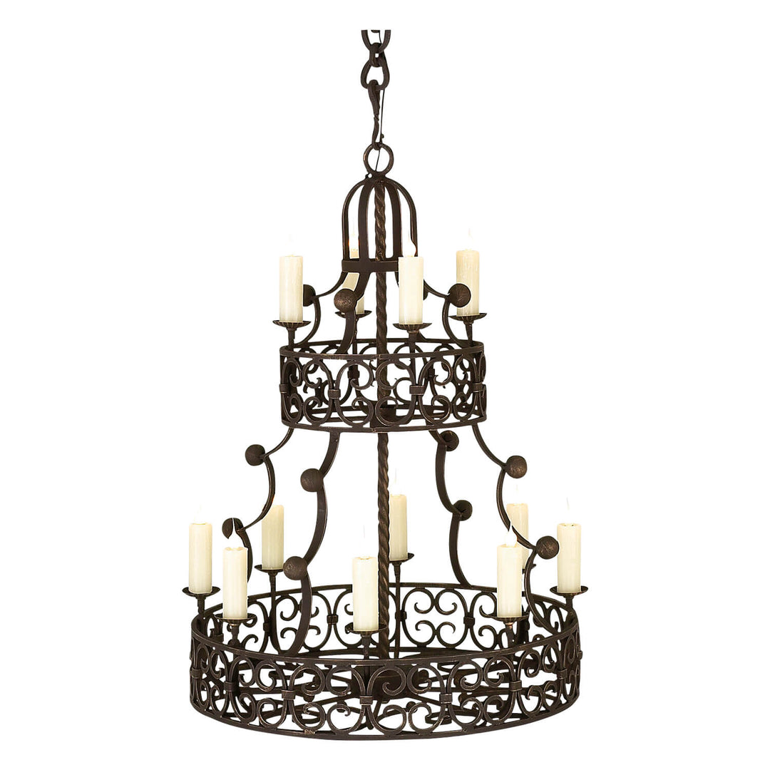12 Light Lauren – Wrought Iron Heirloom Chandelier