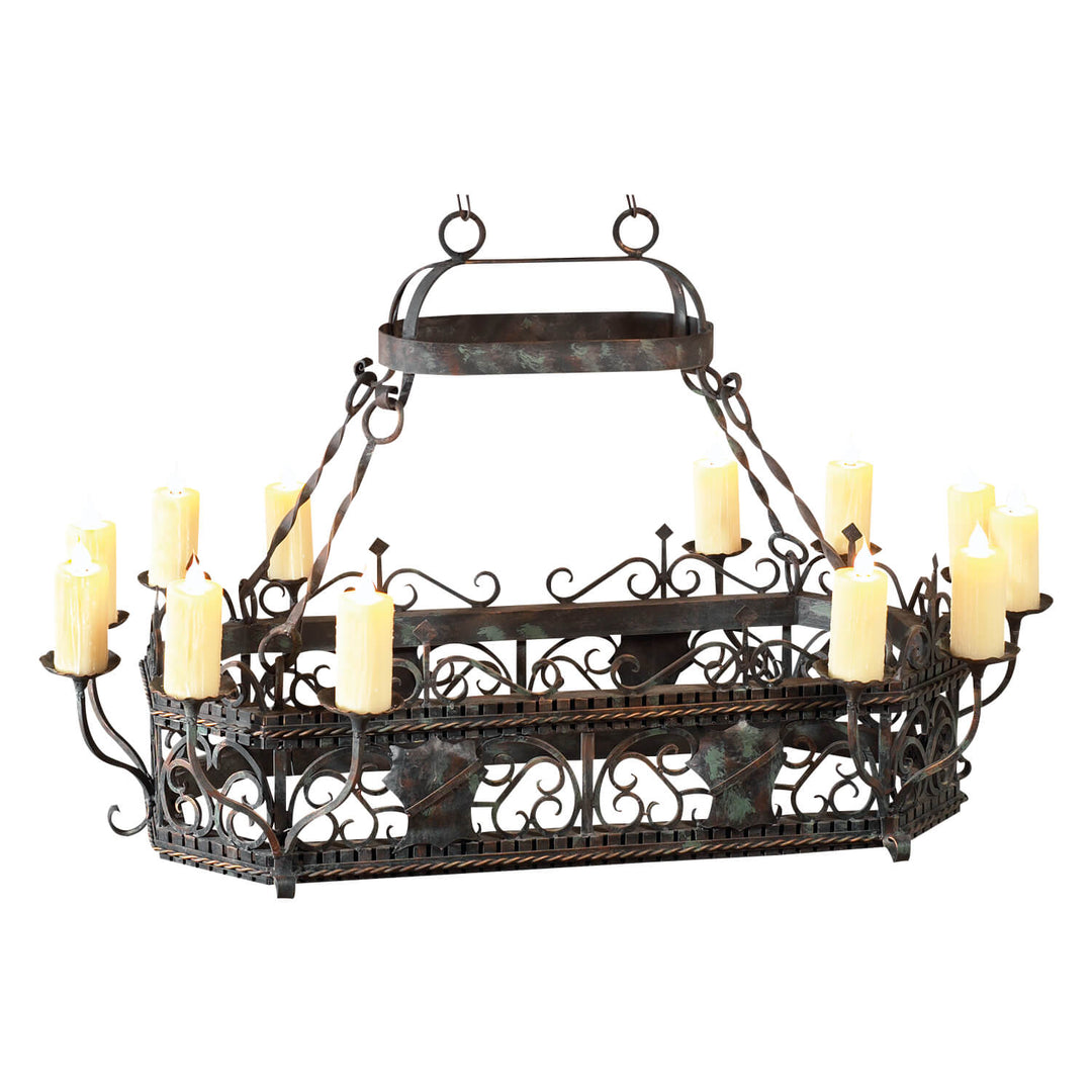 12 Light Rectangular Venice – Artisan Iron Chandelier