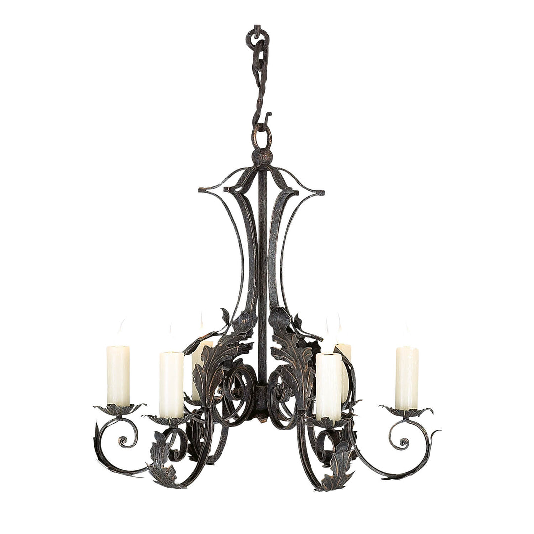 6 Light Tuscan Iron Chandelier