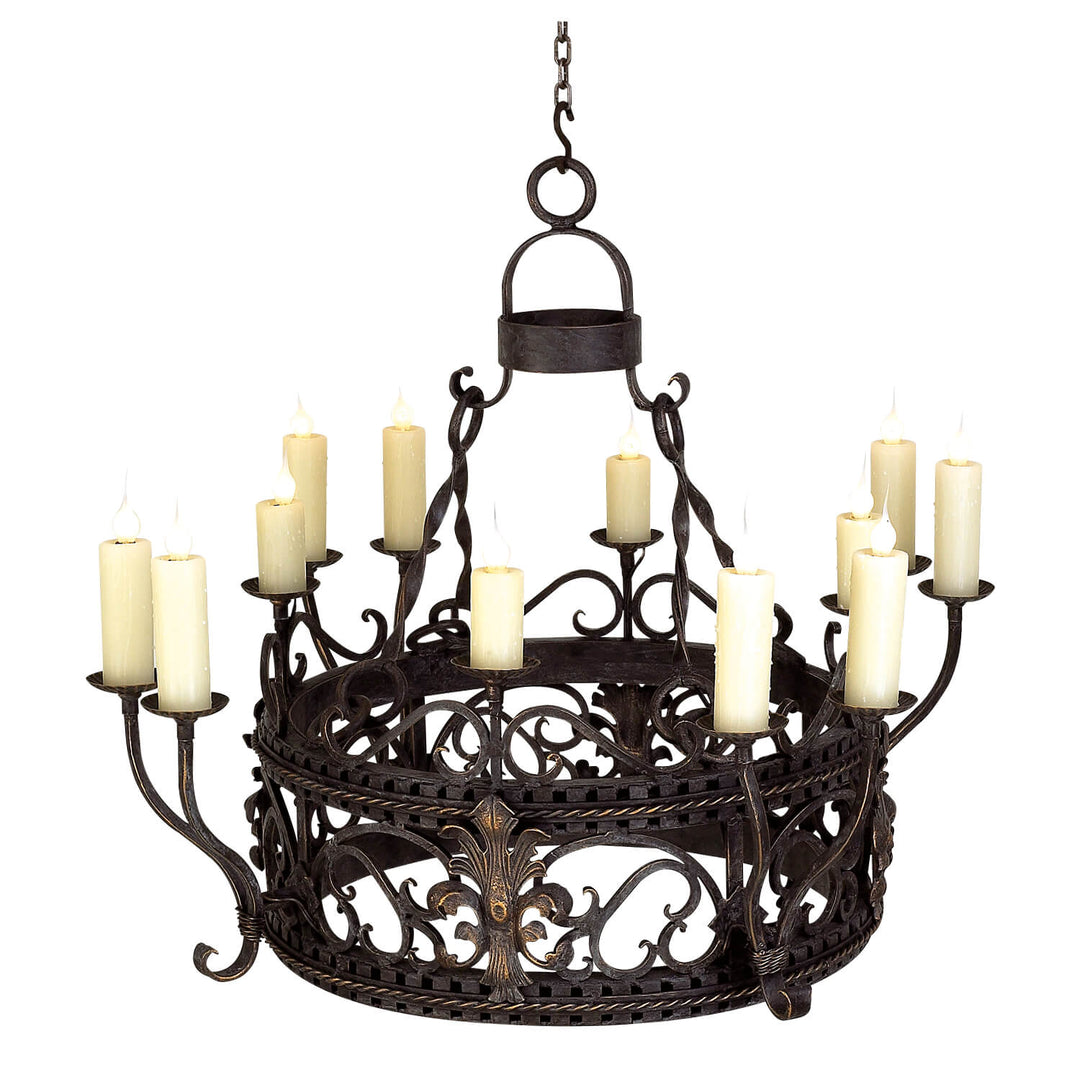 12 Light New Venice Round – Wrought Iron Chandelier