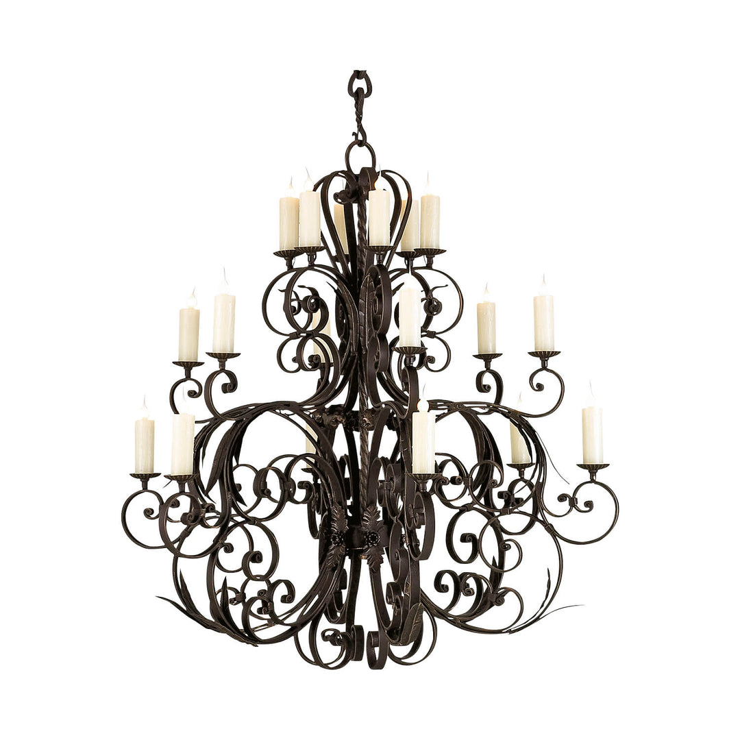 18 Light German Forged Iron Artisan Chandelier