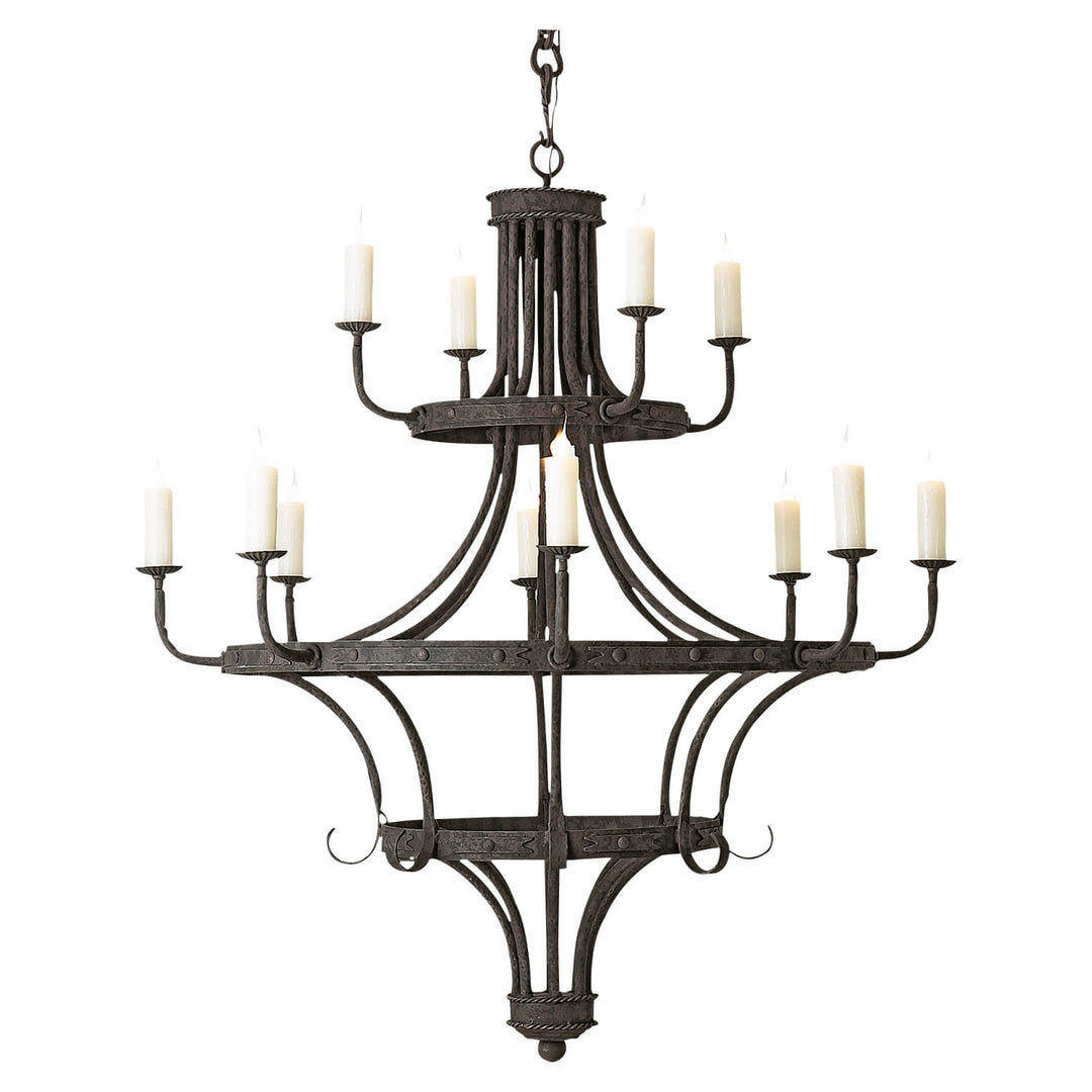 12 Light Holland – Artisan Forged Iron Chandelier