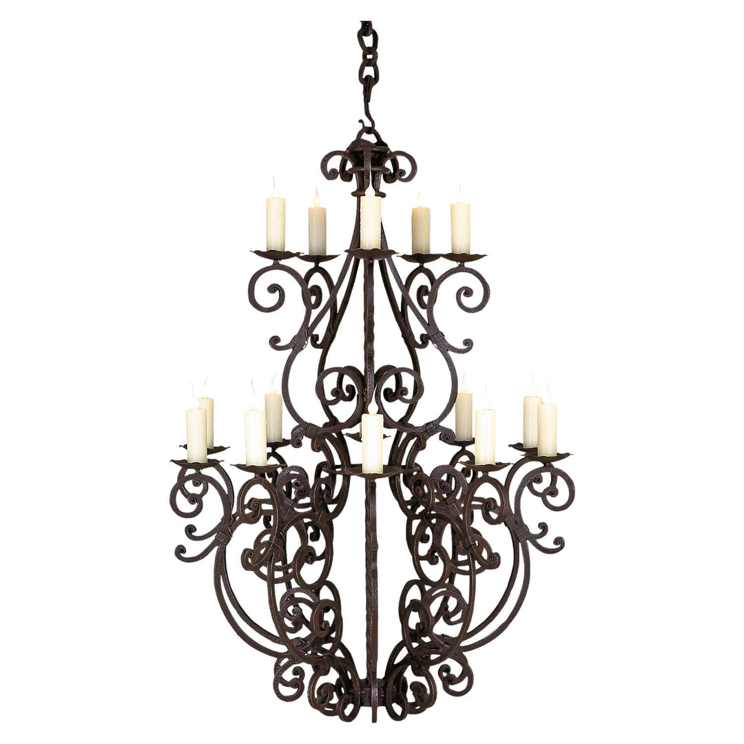 15 Light Cartier Wrought Iron Chandelier