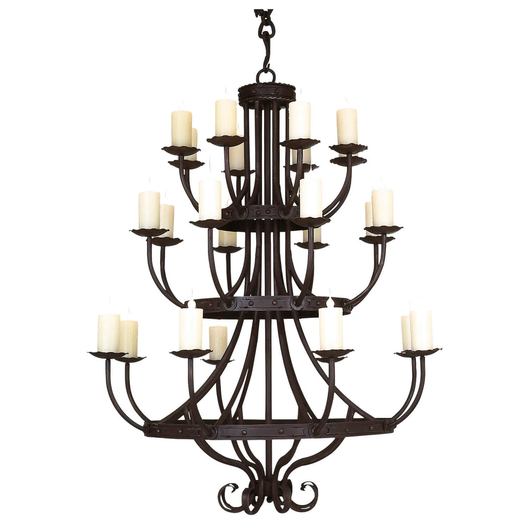 3 Tier Aspen Wrought Iron Chandelier