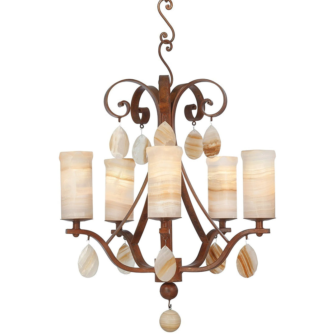 Western Elegance Alabaster Chandelier - 5 Lights