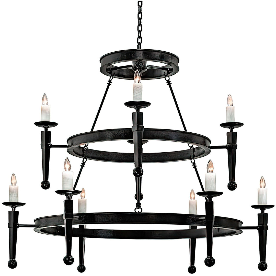 Dakota Heritage Two-Tier Wrought Iron Chandelier
