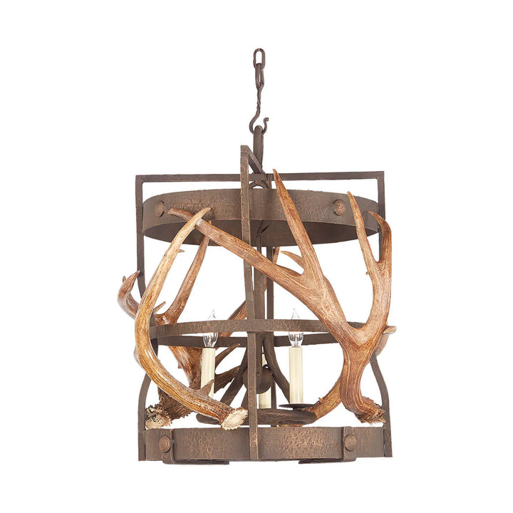 The Iron Haven Antler Lantern Chandelier