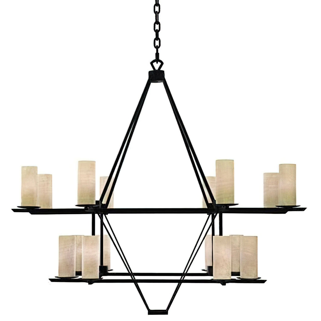David Architectural Two-Tier Wrought Iron Chandelier