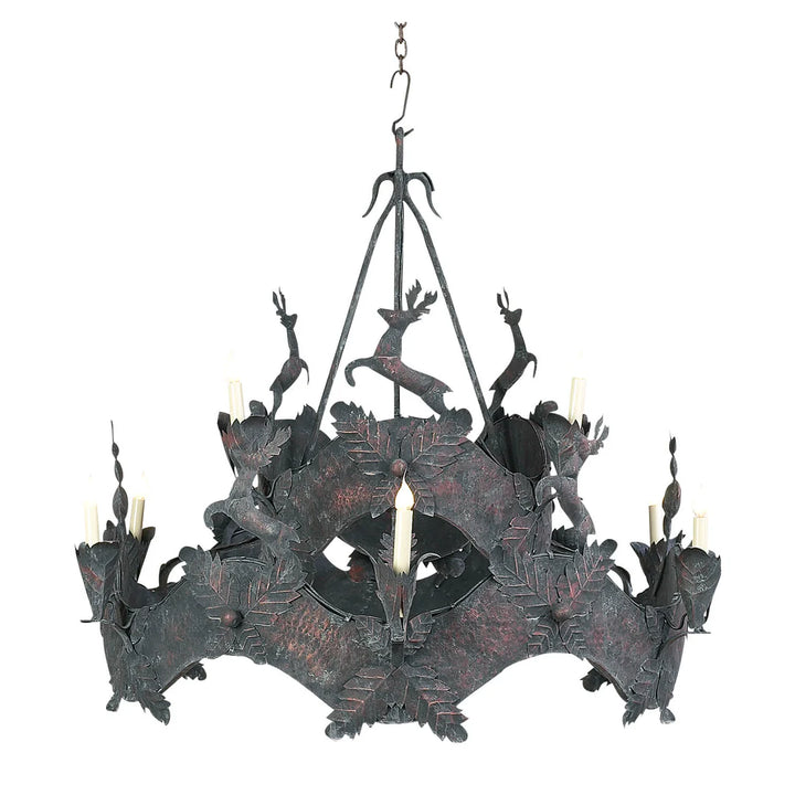 The Timberline Stag Wrought Iron Chandelier