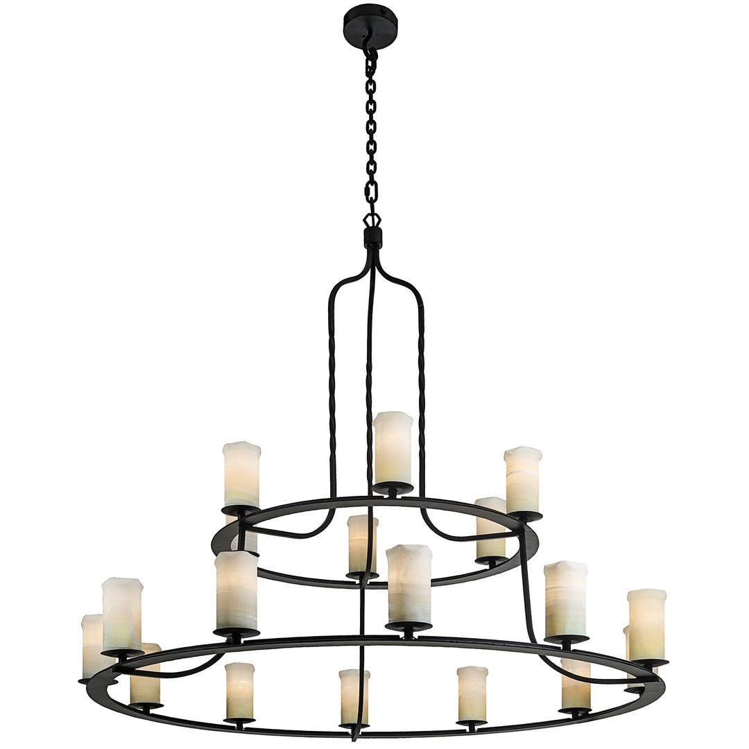 Denali Grand Two-Tier Wrought Iron Chandelier