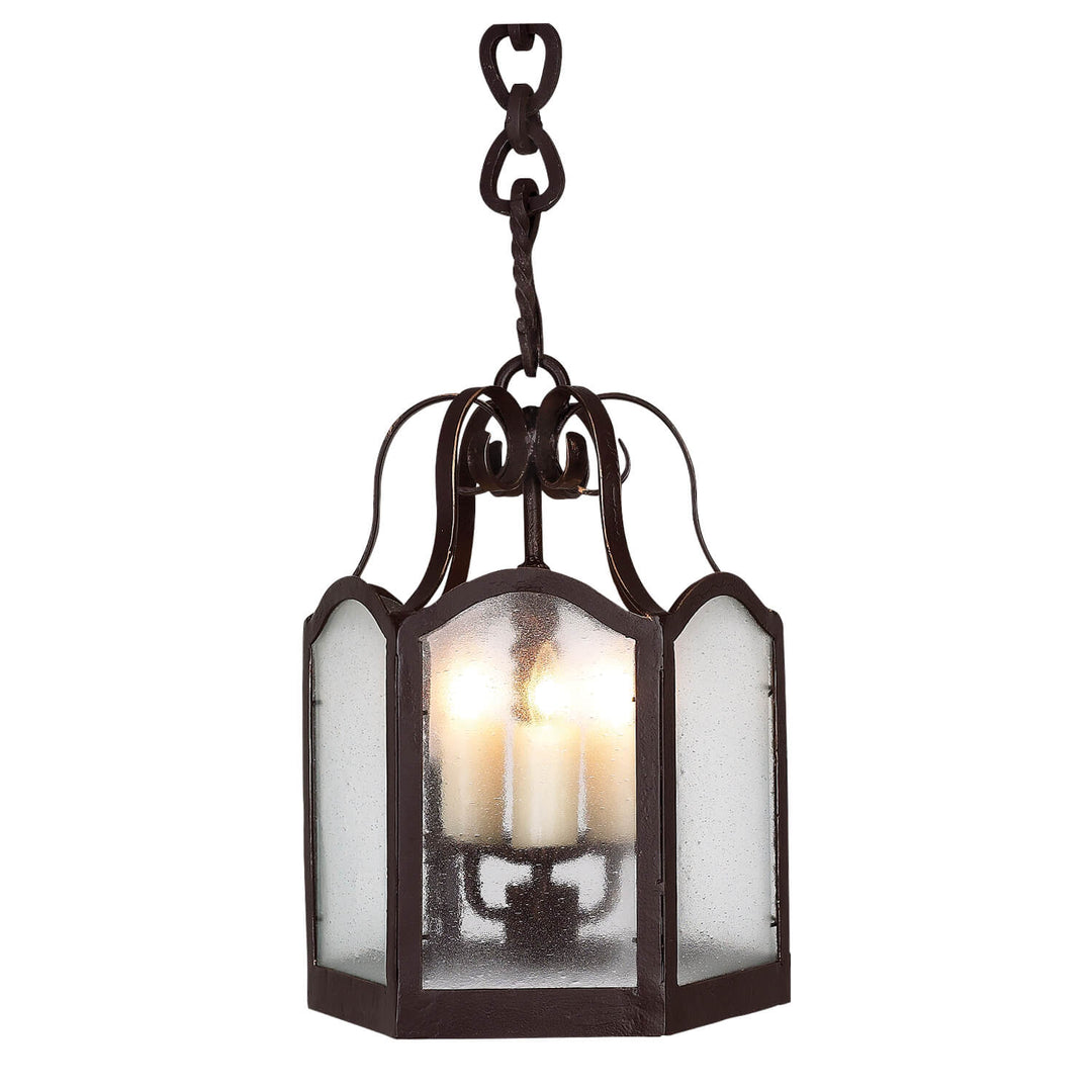 Ellington Glass Lantern — handcrafted wrought iron lighting