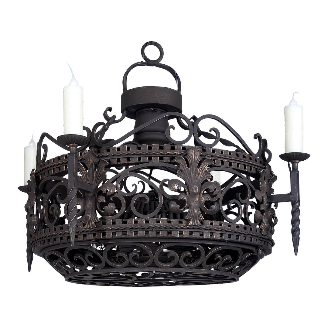 Fandelier Wrought Iron Chandelier with Built-In Fan