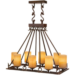 Gothica Architectural Rectangular Wrought Iron Alabaster Chandelier