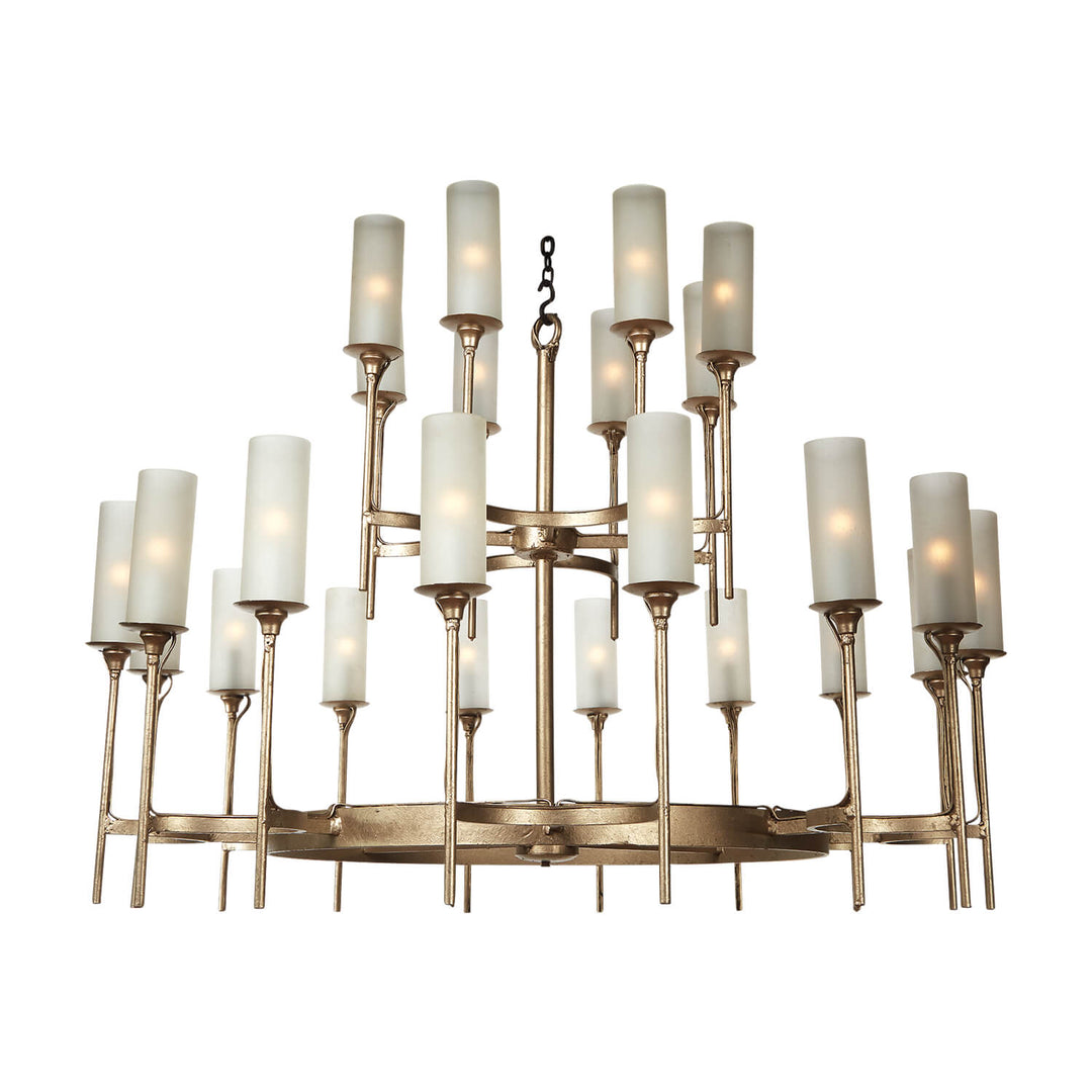 Hunt Frost Architectural Two-Tier Wrought Iron Chandelier