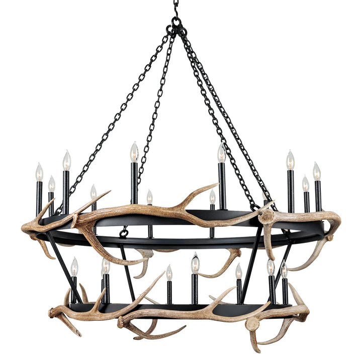 The High Plains Two-Tier Antler Chandelier