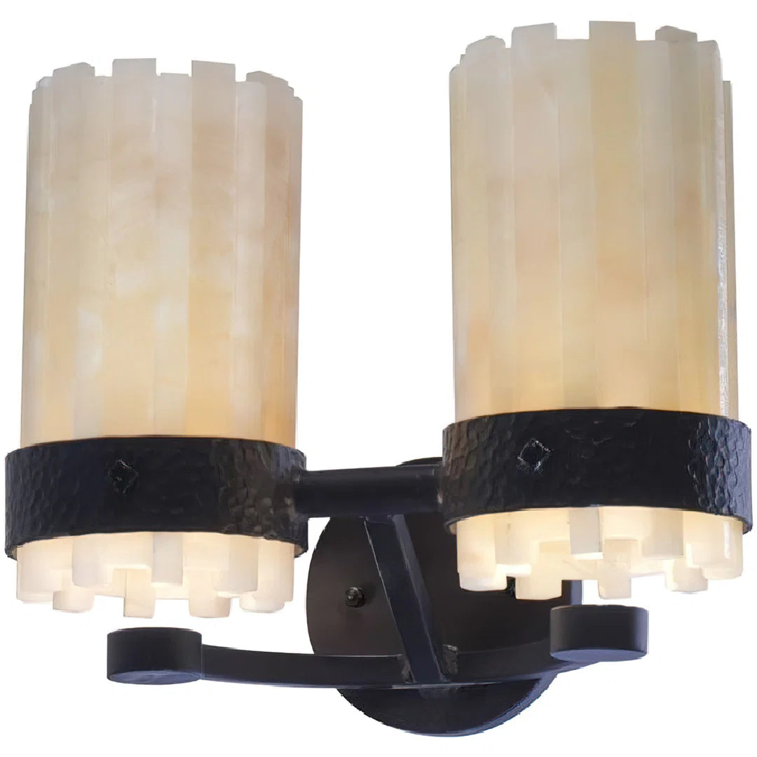 The Sierra Forge Dual Onyx Tower Wall Sconce