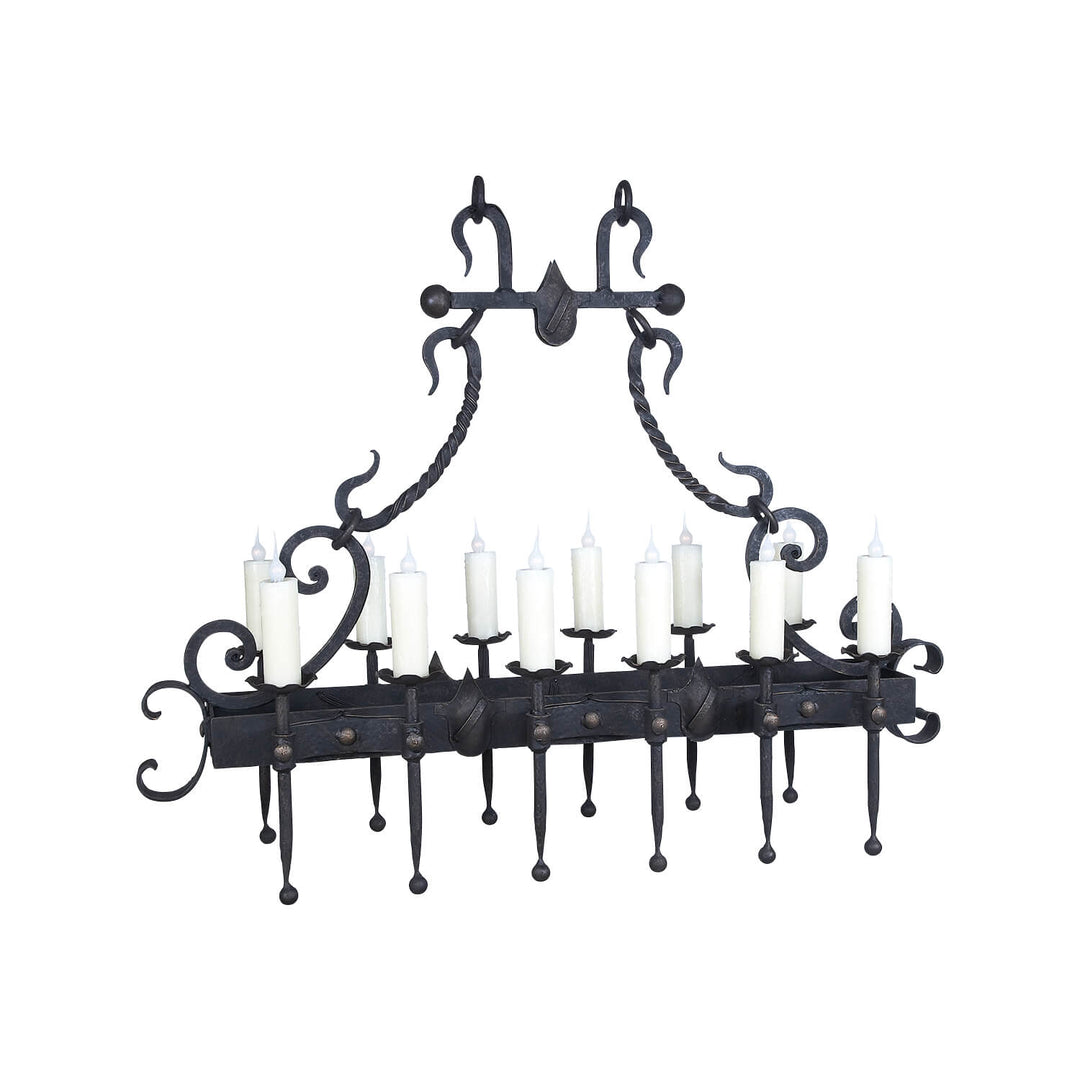 12 Light Mary – Linear Wrought Iron Chandelier