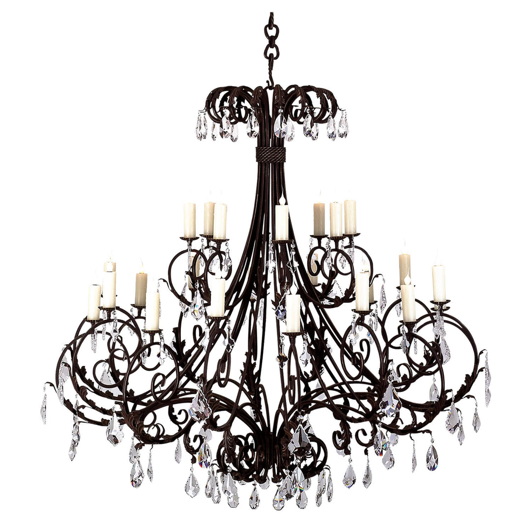 Maziar Grand Scrollwork Wrought Iron Crystal Chandelier