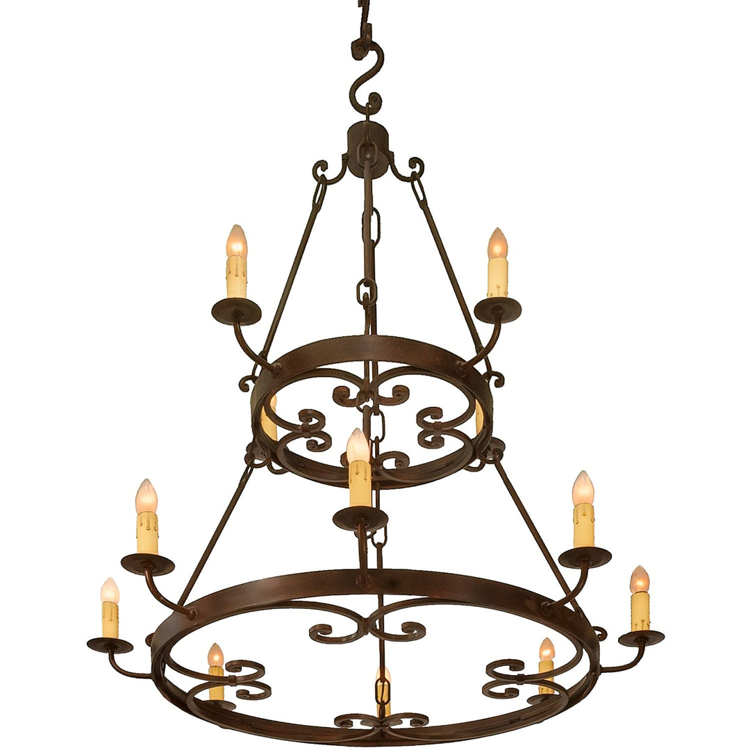 Medallion 2 Tier Wrought Iron Designer Chandelier