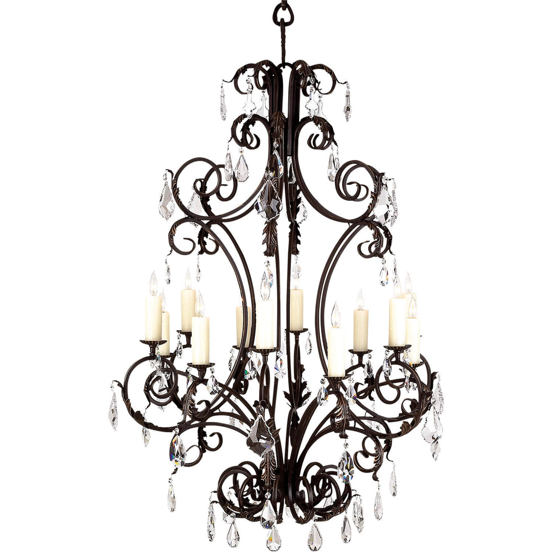 Mediterranean Heritage Wrought Iron Crystal Chandelier