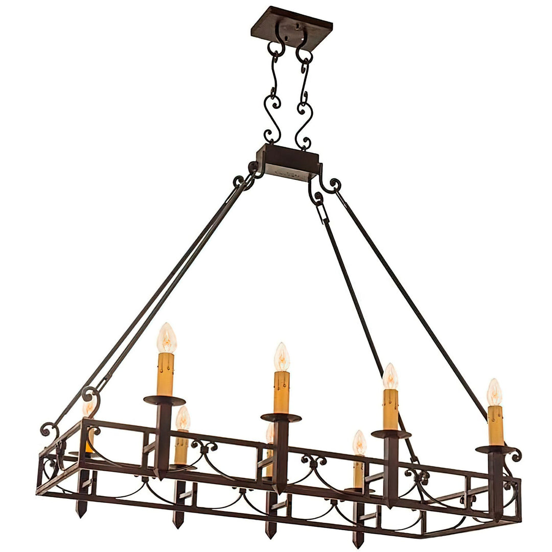 Mission Forge Architectural Rectangular Wrought Iron Chandelier