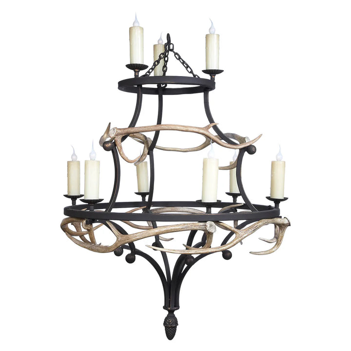 The Aspen Ridge Two-Tier Antler Chandelier