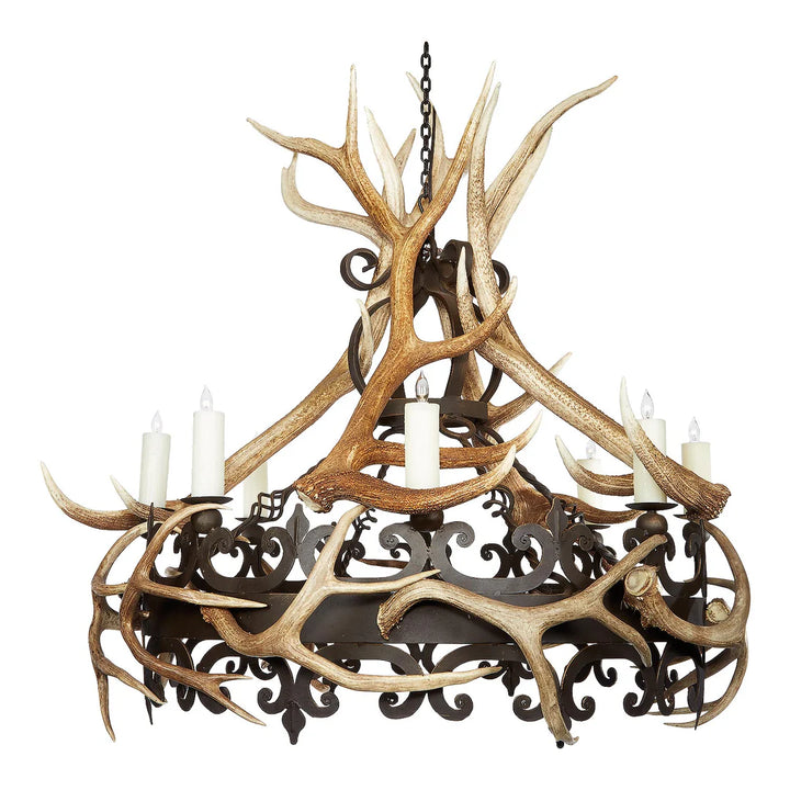 The Sierra Crest Antler Scroll Chandelier
