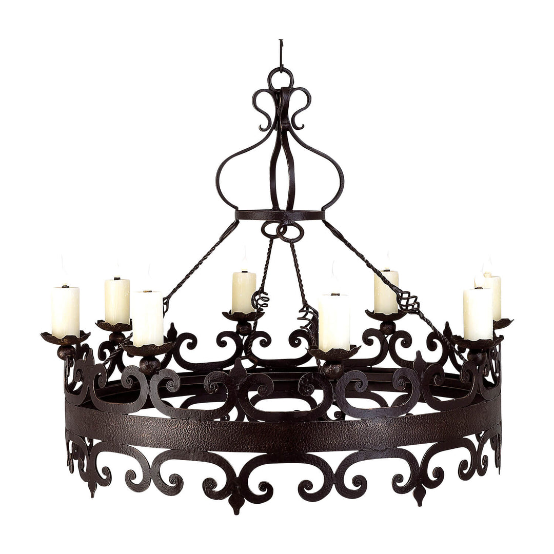Nico Wrought Iron Chandelier Round Hammered