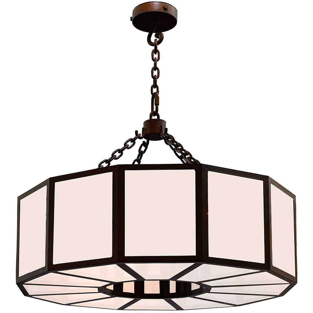 Palace Architectural Wrought Iron Drum Chandelier