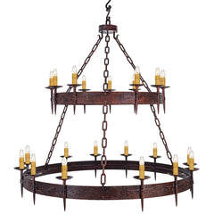 Presidio Grand Two-Tier Spanish Revival Wrought Iron Chandelier