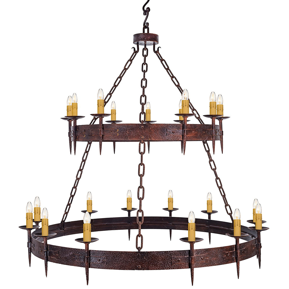 Presidio Grand Two-Tier Spanish Revival Wrought Iron Chandelier