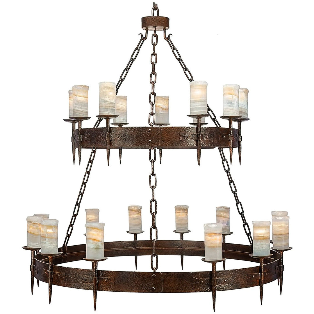 Presidio Grand Two-Tier Spanish Revival Wrought Iron Chandelier