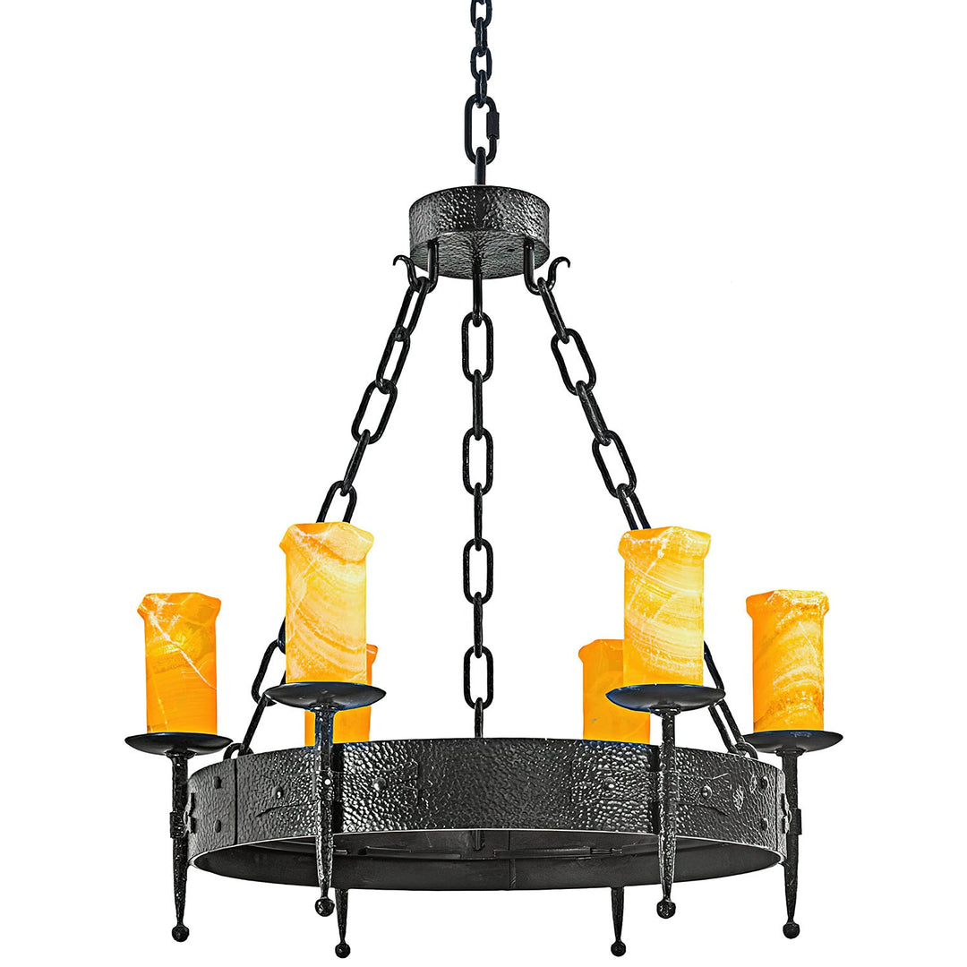 Presidio Architectural Spanish Revival Wrought Iron Ring Chandelier