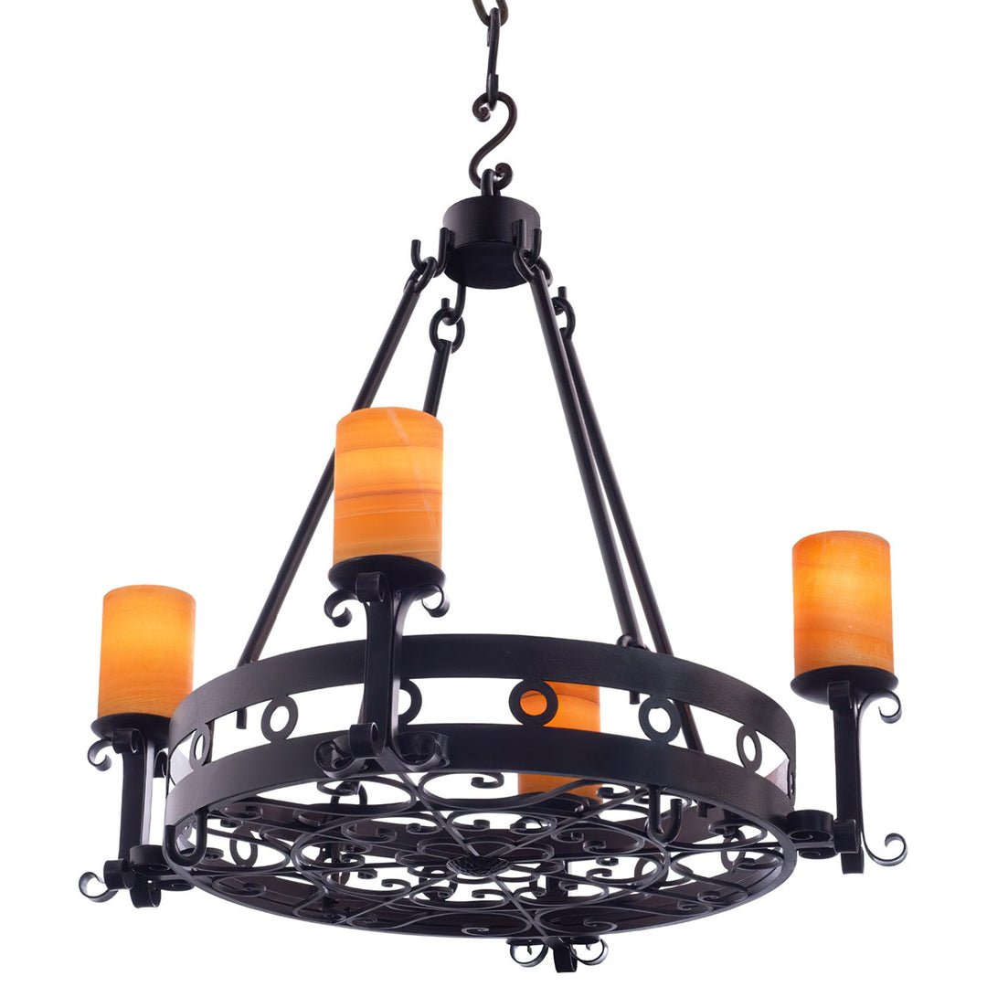 Regency 1 Tier Spanish Revival Alabaster Chandelier