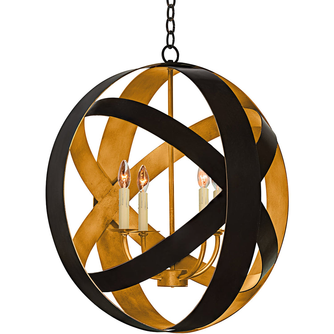 Round Spheres Sculptural Wrought Iron Chandelier