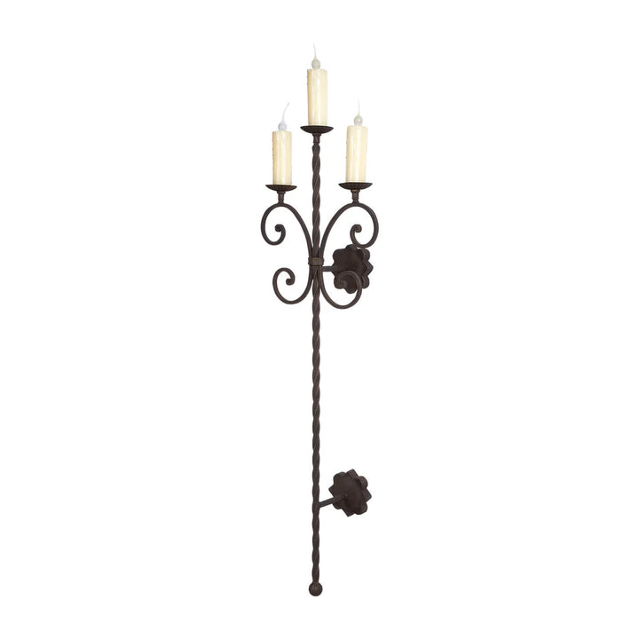 Sierra Iron Three Light Scroll Candle Wall Sconce
