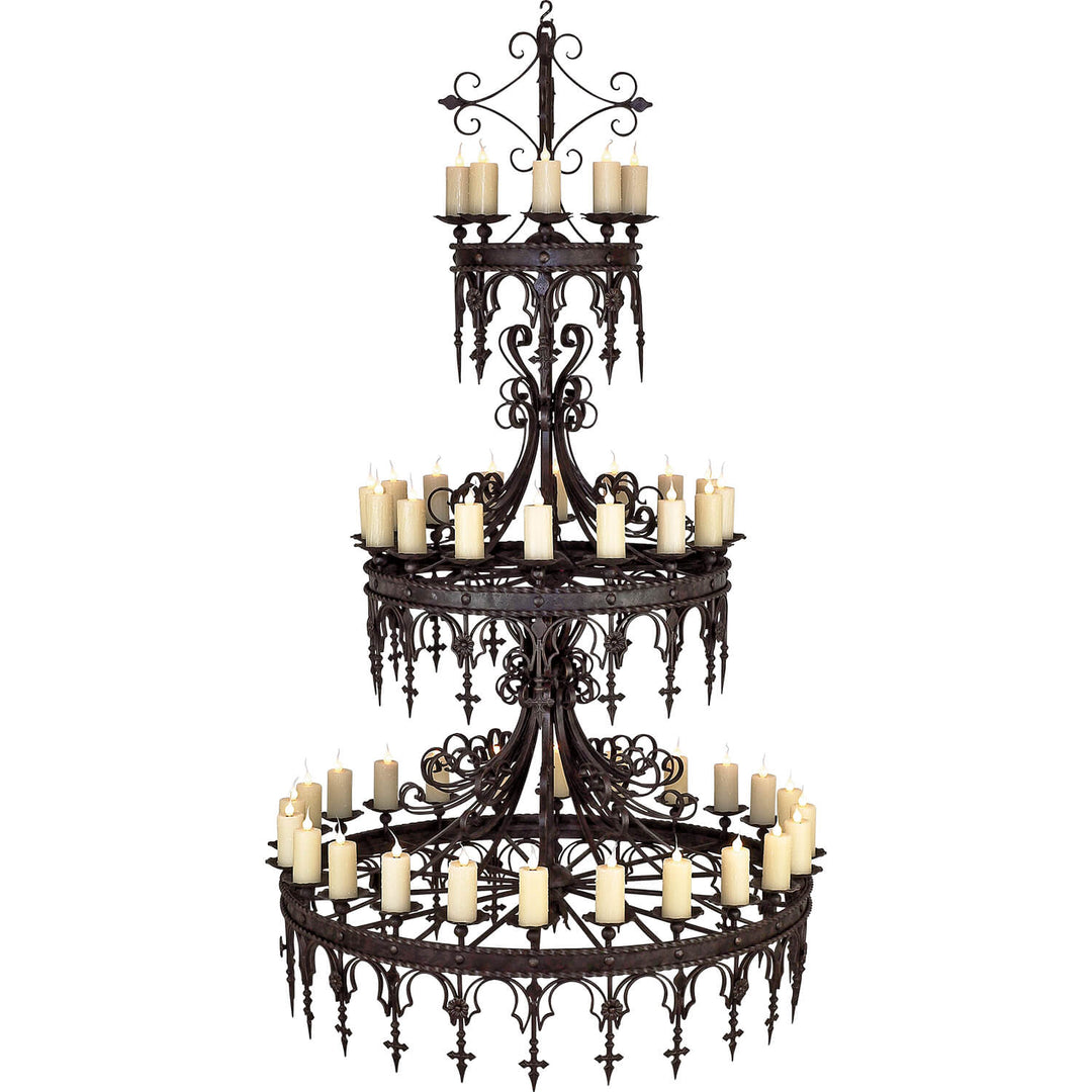 Shahin Monumental Three-Tier Wrought Iron Chandelier - 48 Lights