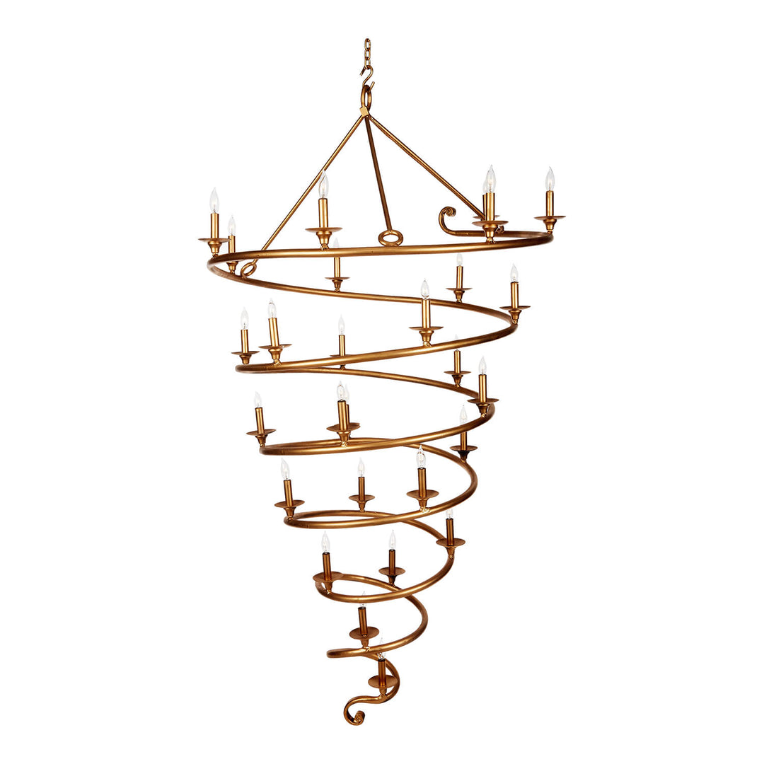 Spiral Sculptural Wrought Iron Chandelier