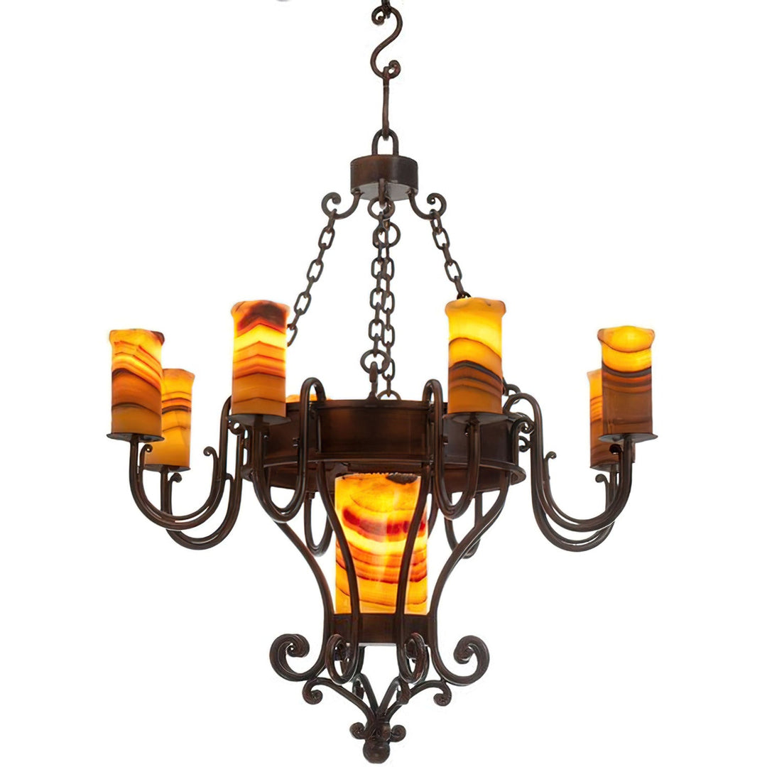 Trevi Single-Tier Alabaster Chandelier - 9 Lights