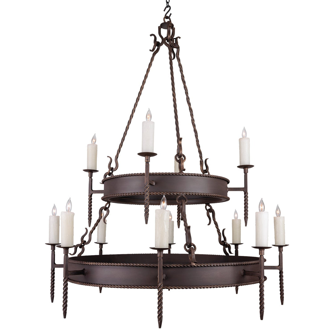 Two-Tier Lodge Wrought Iron Chandelier