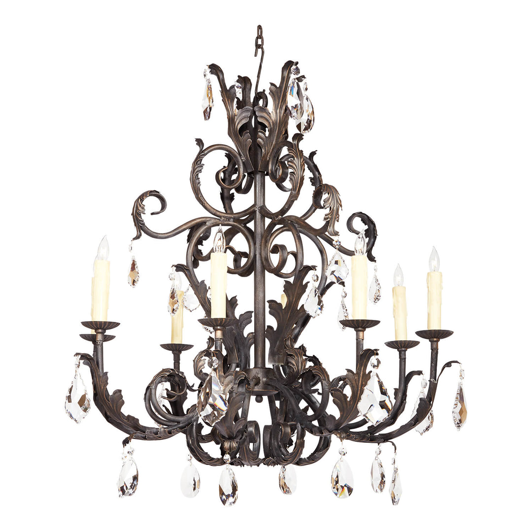 Verona Heirloom Wrought Iron Chandelier with Crystals