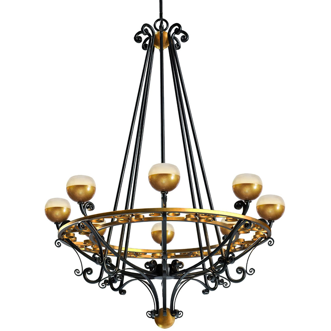 Vienna 1 Tier Wrought Iron Artisan Chandelier - 8 Lights