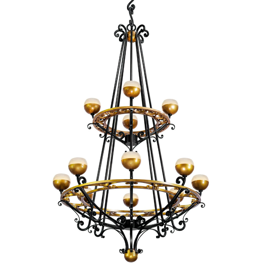 Vienna 2 Tier Wrought Iron Designer Chandelier - 12 Lights